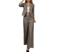 Vhersily Conjunto de mujer elegante, trajes tallas grandes, vestidos de dos piezas, chaqueta de manga larga con solapa y pantalones de cintura alta, conjuntos de trabajo de otoño e invierno, conjunto