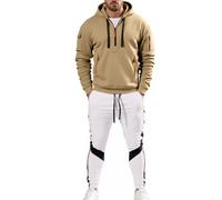 Vhersily Conjunto deportivo para hombre de algodón, chaqueta con cremallera, capucha + pantalones para gimnasio, carretera y transiciones estacionales, 2 piezas, gimnasia Activewear, para llevar nuevo
