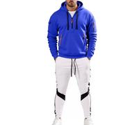 Vhersily Conjunto deportivo para hombre de algodón, chaqueta con cremallera, capucha + pantalones para gimnasio, carretera y transiciones estacionales, 2 piezas, gimnasia Activewear, para llevar nuevo