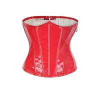 Vhersily Corsé de piel sintética para mujer, con cierre de cremallera y cordones, ideal para fiestas de carnaval, debajo del pecho, adaptación, yoga, sueño, renacentista, medieval, Halloween, rojo, XL