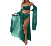 Vhersily Disfraz de Danza del Vientre Mujer Completo Top Corto Pantalones Falda Gasa Mangas Desmontables Danza Etnica para Oriental Disfraces Carnaval Estilo Trendy y Fiesta Vibrante para Party Club