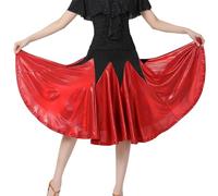 Vhersily Falda de baile latino para mujer, color Splicing, grandes faldas swing de salón de baile, rumba, samba, tango y chacha estilo moderno y festivo vibrante para Party Club Fiesta de Carnaval
