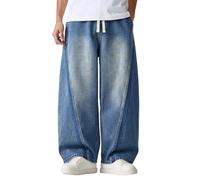Vhersily Hip Hop Jeans Pantalones Hipster Rap Denim Urban Skate Pierna Recta Suelta para Adolescentes Baggy Loose Y2K Streetwear con costuras irregulares Wide Leg a prueba de viento para uso diario