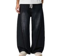 Vhersily Hip Hop Jeans Pantalones Hipster Rap Denim Urban Skate Pierna Recta Suelta para Adolescentes Baggy Loose Y2K Streetwear con costuras irregulares Wide Leg a prueba de viento para uso diario
