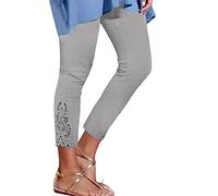 Vhersily Leggins con verano cintura alta elásticos opacos leggings 3/4 para mujer deportivos ligeros para gimnasio tres cuartos yoga correr, Slim Fit, pantalón Harem pierna recta cómodos para correr