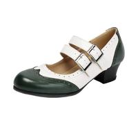 Vhersily Mary Jane - Dos tonos clásicos y retro de los años 20, con tacón de bomba, estilo vintage de los años 50, con punta cerrada, redondo, de los años 40, vestido de noche, ceremonia, fiesta