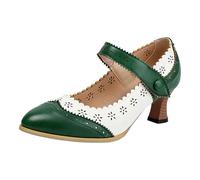 Vhersily Mary Jane - Zapatos de mujer de punta redonda de piel sintética Mary Janes con lazo de tacón grueso y alta plataforma, con correa en el tobillo, zapatos Lolita con hebilla para traje