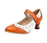 Vhersily Mary Jane - Zapatos de mujer de punta redonda de piel sintética Mary Janes con lazo de tacón grueso y alta plataforma, con correa en el tobillo, zapatos Lolita con hebilla para traje