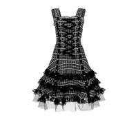 Vhersily Mini vestido de mujer gótico elegante gasa sin tirantes Streetwear Bruja Emo Sexy Encaje Volante Corsé Cómodo de Limpiar Vikingo Renacentista Halloween, Negro , M