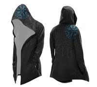 Vhersily Mitologia Nórdica Martillo de Thors Chaqueta con Capucha para Hombre de Lana Cálida Invierno Longitud Media con Tatuaje Vikingo Cálido Chaleco de Pareja, para Entrenamiento y Gimnasio, Correr