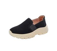 Vhersily Mocasines De Cuña Y Plataforma, Zapatillas De Deporte Casuales Tonificantes De Piel Ante Con Soporte De Noche Bajos Con Suela Y Tacones Gruesos Para Arco Plantar, Zapatos Ortopédicos, Negro