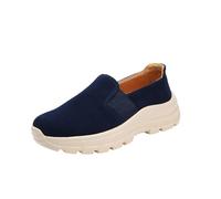 Vhersily Mocasines De Cuña Y Plataforma, Zapatillas De Deporte Casuales Tonificantes De Piel Ante Con Soporte De Noche Bajos Con Suela Y Tacones Gruesos Para Arco Plantar, Zapatos Ortopédicos, azul