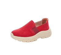Vhersily Mocasines De Cuña Y Plataforma, Zapatillas De Deporte Casuales Tonificantes De Piel Ante Con Soporte De Noche Bajos Con Suela Y Tacones Gruesos Para Arco Plantar, Zapatos Ortopédicos, rojo