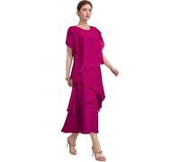 Vhersily Mujer Verano Vestido de Gasa Casual Sin Mangas con Cuello Redondo Media Longitud Vestidos de Hierro Pastel Cómodo de Dama de Honor Línea Vestido de Primavera Vestidos de Novia, Rojo 1, XL