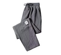 Vhersily Pantalones de hombre de verano de lino y seda fría con corte recto, diseño transpirable y ligero para actividades deportivas o informales con máxima comodidad pantalones, gris, 4XL