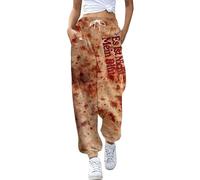 Vhersily Pantalones de moda para mujer, con estampado de calabaza, pantalones deportivos de cintura alta, pantalones largos hasta la rodilla, estilo punk streetwear, para Oktoberfest, carnaval