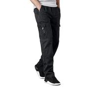 Vhersily Pantalones de trabajo para hombre con refuerzos en las rodillas, bolsillos laterales profundos para construcciones prácticas, con cinturón ajustable de nailon resistente, fino y cómodo, Negro