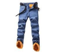Vhersily Pantalones Vaqueros de Trabajo para Hombre, Jeans Térmicos, para Otoño e Invierno, con Forro de Piel, Slim Fit, Elásticos, en Denim, Pantalones Invernales para la Nieve, Streetwear, Suaves y