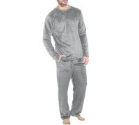 Vhersily Pijama de franela para hombre, de algodón, 2 piezas, pijama, pijama, pijama, pijama largo, elástico y cordón, para llevar nuevo semestre, otoño e invierno, disfraz de pareja, plateado, S
