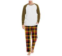 Vhersily Pijama de hombre largo nocturno de algodón, conjunto de dos piezas, de manga larga, pantalones largos a cuadros, con bolsillo, ropa de noche, Hip Hop Punk Streetwear, color liso, para otoño e