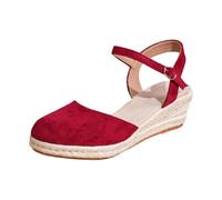 Vhersily Sandalias de Mujer 2026 Alpargatas con Plataforma Wedges Sandalias de Cuña Cerrada Boho Cuña Verano Zapatos de Baile Cerrados para Performance Dance Shoes Escote Oktoberfest, C rojo, 39 EU