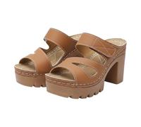 Vhersily Sandalias de tacón para mujer elegantes con cuña de piel suave transpirable con hebilla ajustable antideslizante mar playa sandalias ancho abierto zapatos para fiesta, ceremonia, evento, boda