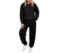 Vhersily Sudadera con capucha de invierno para mujer, conjunto cómodo y elegante, informal, terciopelo con corazón, sudaderas de gran tamaño, pantalón de pierna ancha para salón, para trabajo, otoño