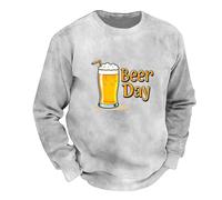 Vhersily Sudadera con capucha para hombre con estampado de cerveza, con bolsillo, de gran tamaño, para otoño e invierno, Oktoberfest con cuello redondo, vintage, ropa de calle, versátil, B gris, L