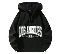 Vhersily Sudadera con capucha para mujer, colección de manga larga, estampado bicolor, estampado con bolsillos, para uso único, temporada urbana, Negro , XXL