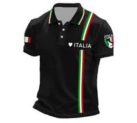 Vhersily Sudadera para Hombre Italia Camiseta para Hombre con Estampado Artístico de Bandera Italiana, Moderna, Manga Corta, Cuello Redondo y Motivo, Fitness, Running, Versátil Combinable con