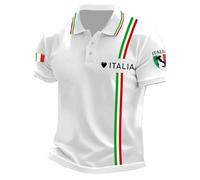 Vhersily Sudadera para Hombre Italia Camiseta para Hombre con Estampado Artístico de Bandera Italiana, Moderna, Manga Corta, Cuello Redondo y Motivo, Fitness, Running, Versátil Combinable con