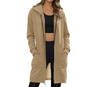 Vhersily Sudaderas con capucha mujer chaqueta elegante manga larga cárdigan liso sudadera con cremallera y bolsillos Otoño Invierno Abrigo Antisuciedad e impermeable Sweatshirt cortavientos Jersey