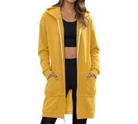 Vhersily Sudaderas con capucha mujer chaqueta elegante manga larga cárdigan liso sudadera con cremallera y bolsillos Otoño Invierno Abrigo Antisuciedad e impermeable Sweatshirt cortavientos Jersey