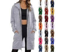 Vhersily Sudaderas con capucha mujer chaqueta elegante manga larga cárdigan liso sudadera con cremallera y bolsillos Otoño Invierno Abrigo Antisuciedad e impermeable Sweatshirt cortavientos Jersey