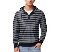 Vhersily Sudaderas con Capucha para Hombre A Rayas Cómoda Sudadera Casual Vacaciones 3 Botones Otoño Invierno Jersey Básico De Manga Larga Suéteres, De Moda, Para Paseo, Versátiles Para Look, gris, S