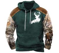 Vhersily Sudaderas con capucha para hombre, impresión de caza de ciervos indios nativos indios, sudadera de camuflaje bosque, manga larga, con cordón cómodo, pasaje a cualquier lugar para excursiones