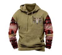 Vhersily Sudaderas con capucha para hombre, impresión de caza de ciervos indios nativos indios, sudadera de camuflaje bosque, manga larga, con cordón cómodo, pasaje a cualquier lugar para excursiones