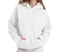 Vhersily Sudaderas Mujer Oversized Sudadera con Capucha de Polar Camisas de Manga Larga Pullover Otoño con Bolsillo para entretiempo Negocios Outerwear Delgada Streetwear Invierno, Color blanco., M