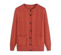 Vhersily Suéter de mujer, suéteres de manga larga con botones, abrigos cárdigans de entretiempo, cuello redondo, viejo señora, chaqueta casual, Outerwear, para otoño e invierno, rojo, XL