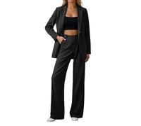 Vhersily Tailleur Mujer Pantalones y Chaqueta 2 Piezas Rayas Completo Oficina Blazer con Cuello Revers y Pantalones Recta de Cintura Alta Tailleurs Casual Chic Mono Completo para Negocios y Bodas