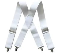 Vhersily Tirantes para Pantalones, Tirantes Elásticos Ajustables Tirantes con Clip para Hombre Cómodamente Ajustables para Ocasiones, blanco, Talla única