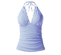 Vhersily Traje de baño para mujer con Push Up Shape, con cordones al cuello, espalda descubierta cuello en V Curvy Trajes de baño de contención Cruz Mar Piscina Playa Regalo de San Valentín, azul