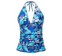 Vhersily Traje de baño para mujer con Push Up Shape, con cordones al cuello, espalda descubierta cuello en V Curvy Trajes de baño de contención Cruz Mar Piscina Playa Regalo de San Valentín, Azul 4, L