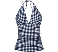 Vhersily Traje de baño para mujer con Push Up Shape, con cordones al cuello, espalda descubierta cuello en V Curvy Trajes de baño de contención Cruz Mar Piscina Playa Regalo de San Valentín, Dark Blue