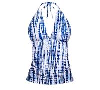 Vhersily Traje de baño para mujer con Push Up Shape, con cordones al cuello, espalda descubierta cuello en V Curvy Trajes de baño de contención Cruz Mar Piscina Playa Regalo de San Valentín, Azul 3, L