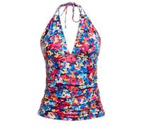Vhersily Traje de baño para mujer con Push Up Shape, con cordones al cuello, espalda descubierta cuello en V Curvy Trajes de baño de contención Cruz Mar Piscina Playa Regalo de San Valentín, Azul