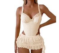 Vhersily Traje de baño para mujer, sexy, dos piezas, partes separadas camiseta y pantalones cortos, conjunto de verano conservador cintura alta bikinis beachwear swimwear surf elegante playa secado