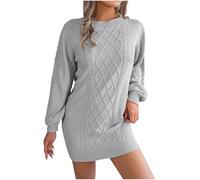 Vhersily Vestido casual de invierno para mujer, cálido, con cinturón de cintura de manga larga, suave, suéter de túnica cómodo todos los días, clásico para ceremonias, vestidos de noche formales