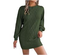 Vhersily Vestido casual de invierno para mujer, cálido, con cinturón de cintura de manga larga, suave, suéter de túnica cómodo todos los días, clásico para ceremonias, vestidos de noche formales