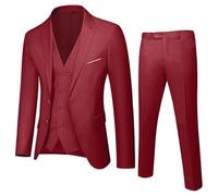 Vhersily Vestido de hombre de 3 piezas Slim Fit Traje Formal de Boda Un Botón Chaqueta Gilets Pantalones, Vestidos de Novia Elegante Ceremonia de Smoking Blazer Chaleco Pantalones de Trabajo Business